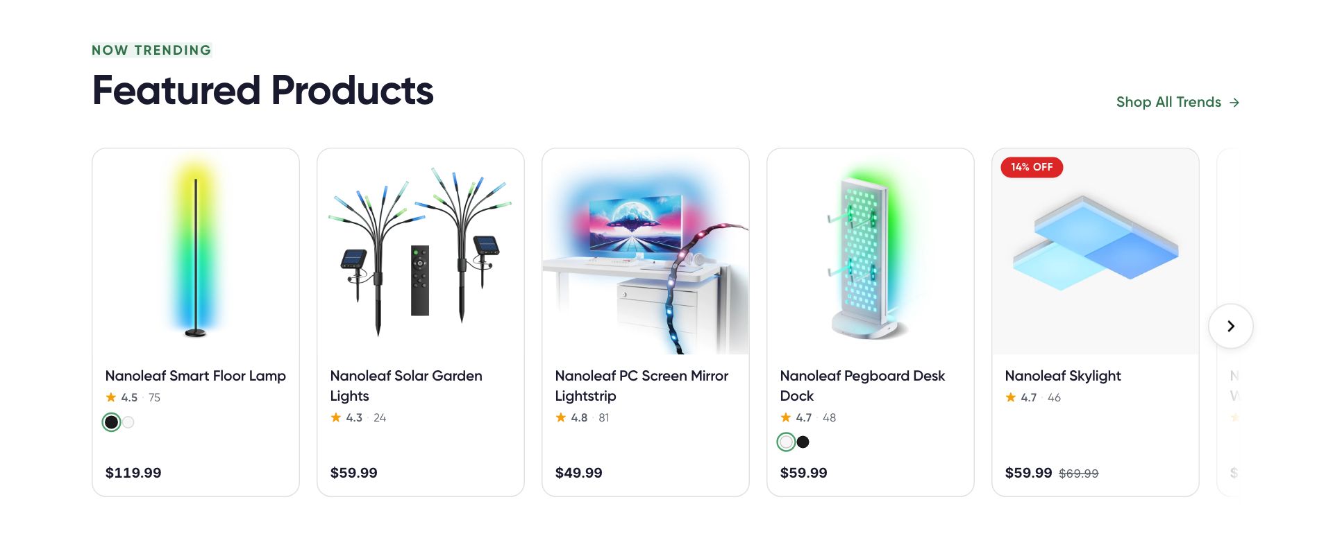 Live capture of the Featured Carousel section