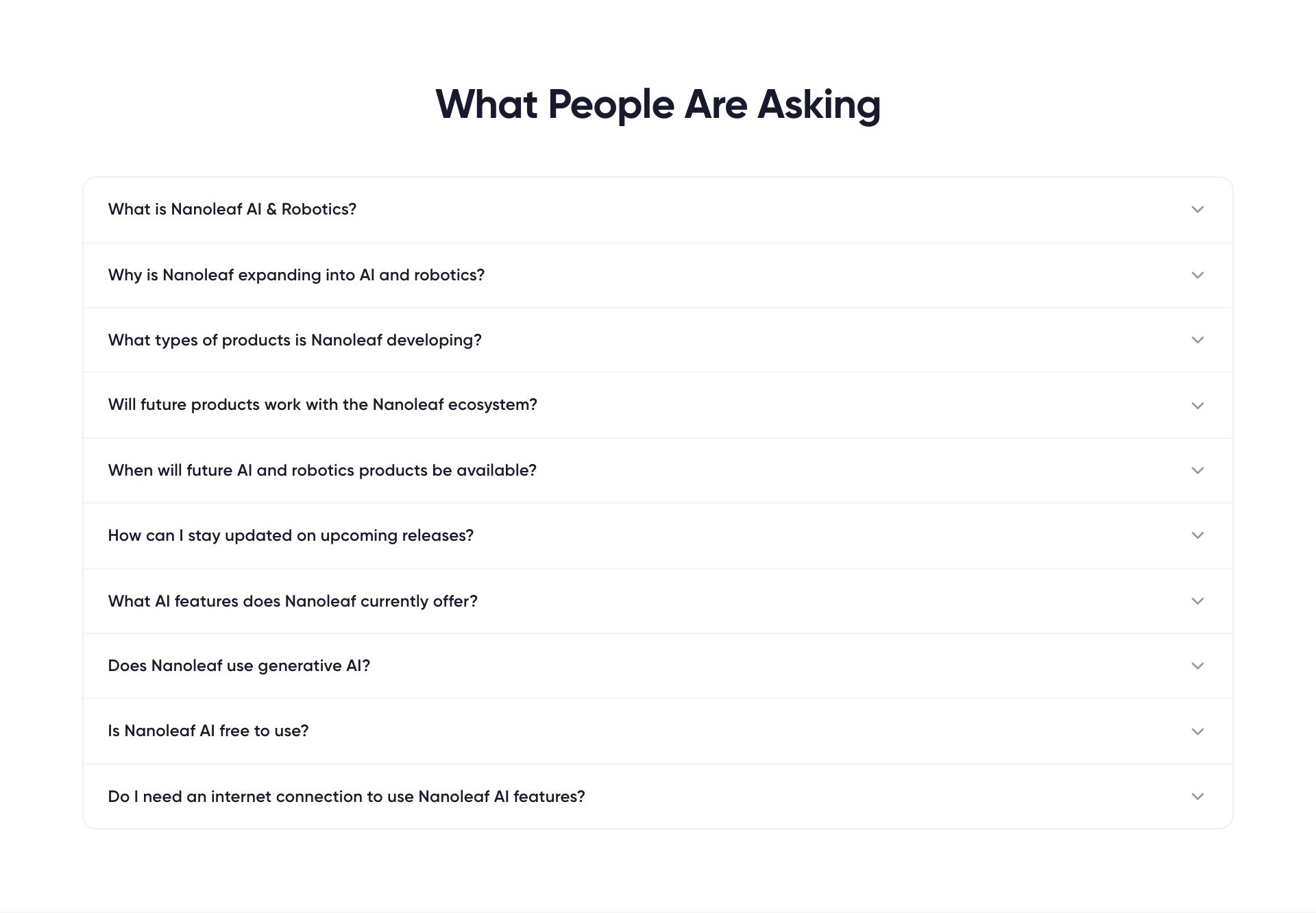 Live capture of the FAQ Accordion section
