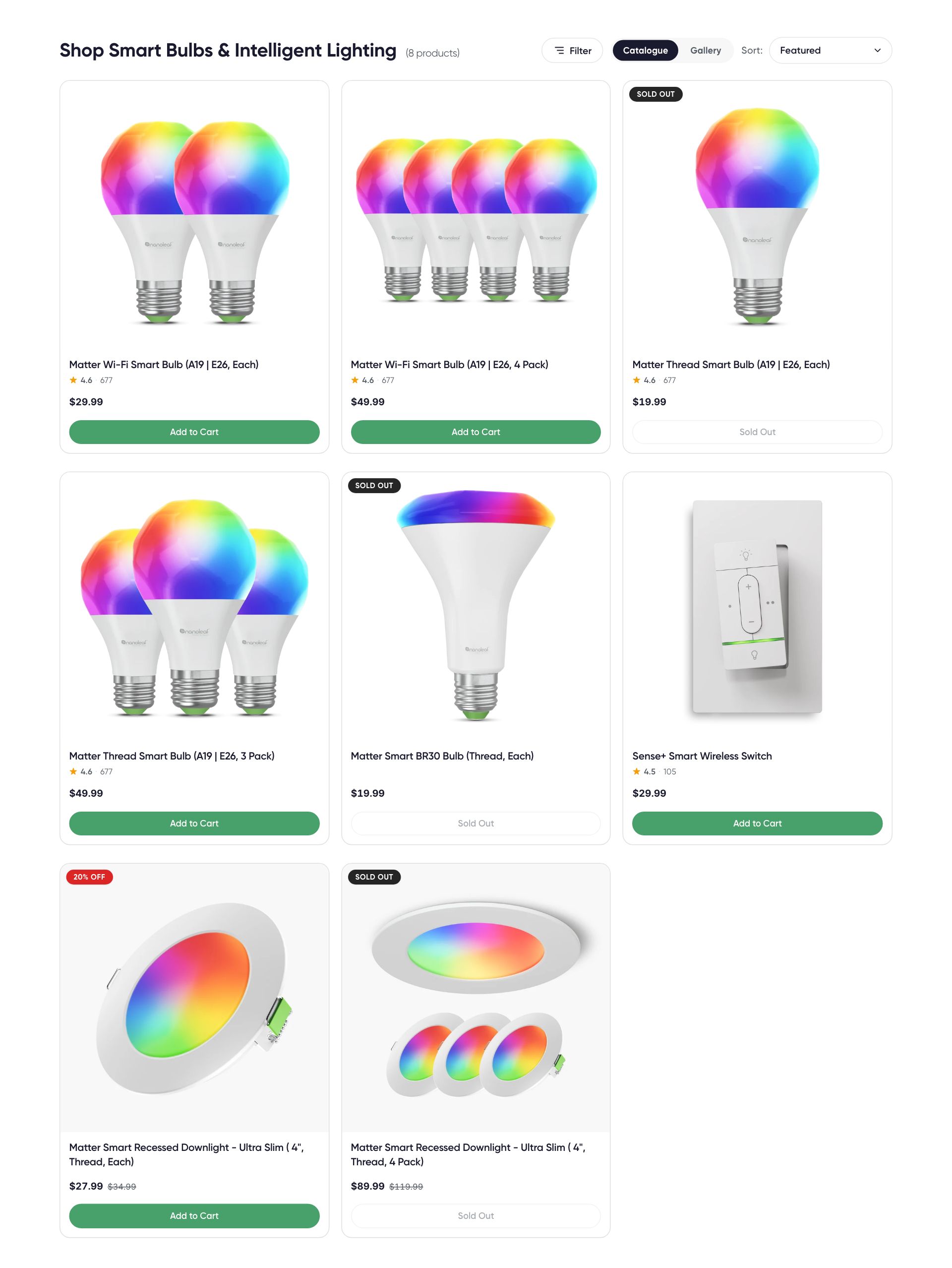 Live capture of the Product Grid section