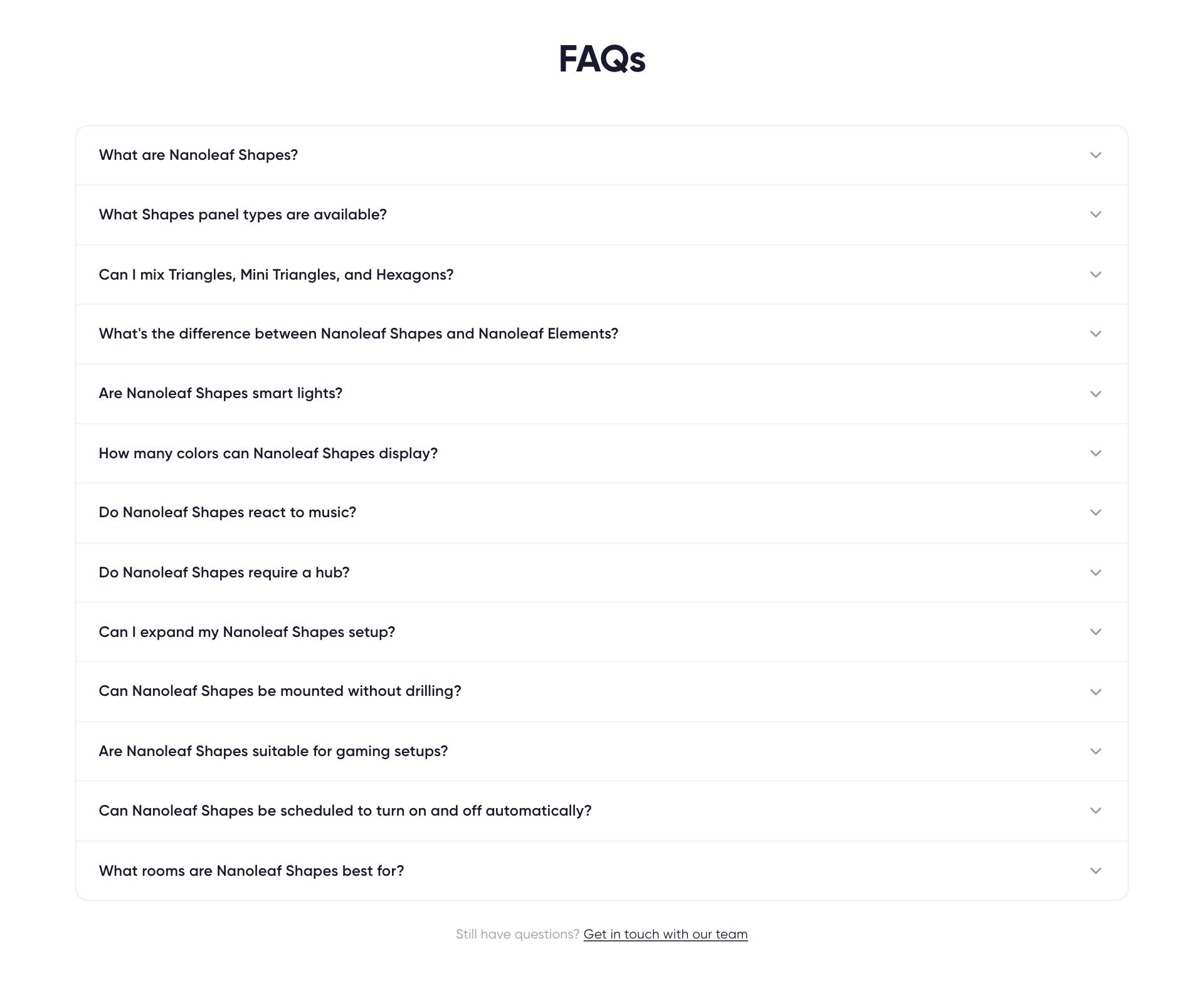 Live capture of the FAQ Accordion section