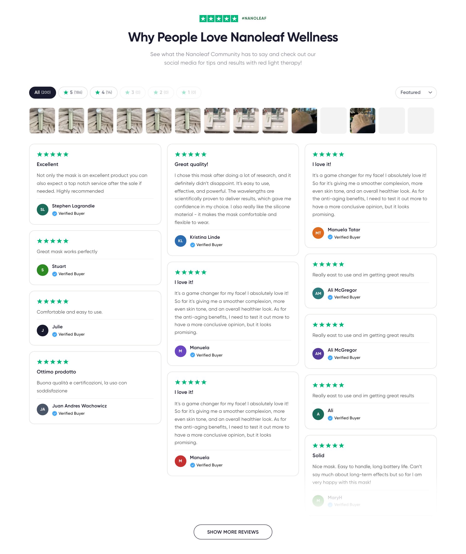 Live capture of the Customer Reviews section