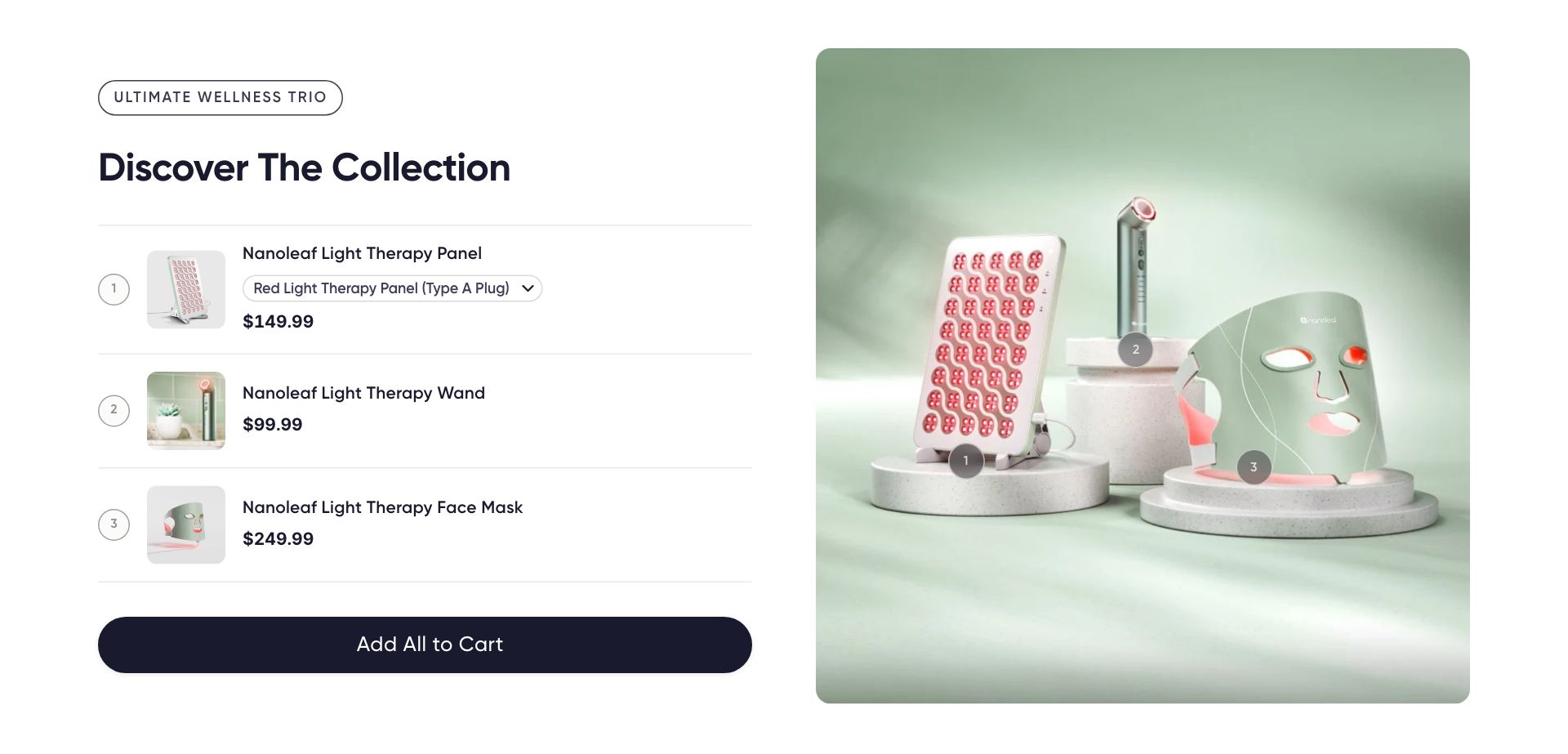 Live capture of the Products Bundle section